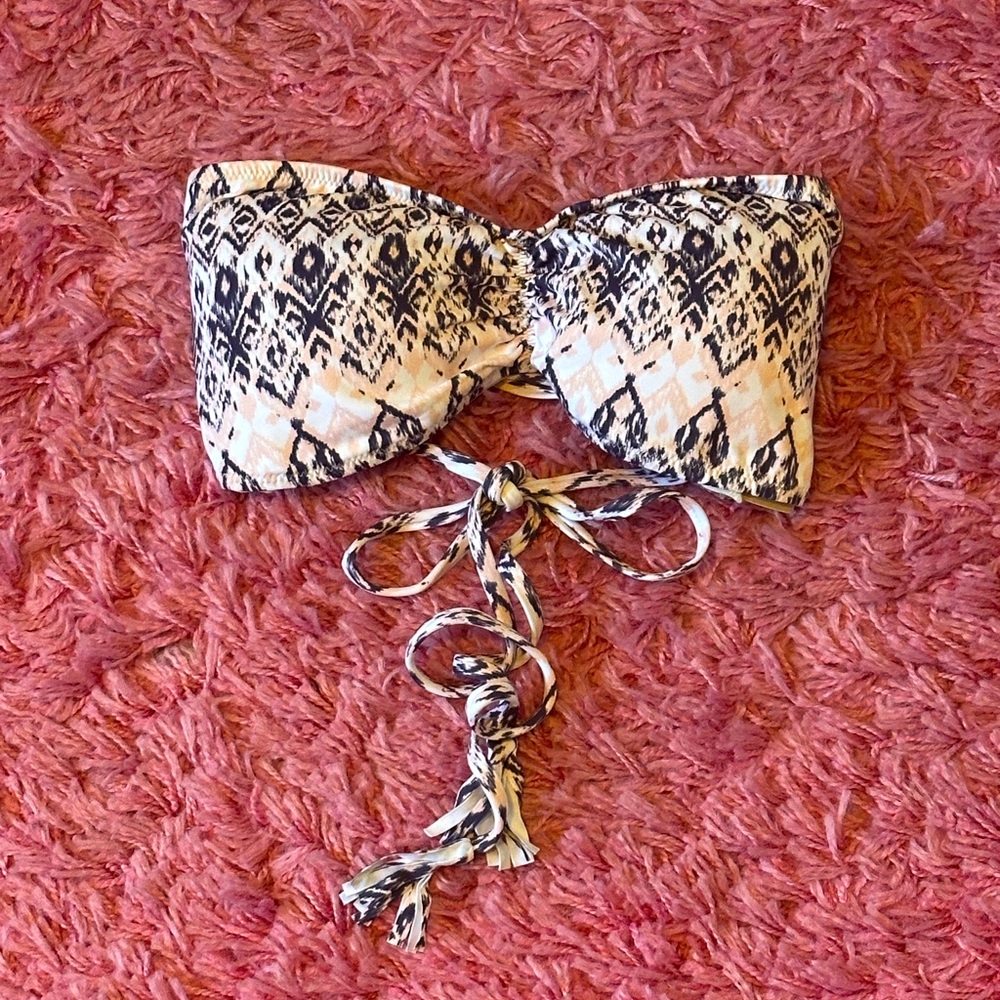 Eberjey Black and Cream Bikini Top